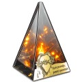 ZNICZ LED efekt płomienia LAMPION na GRÓB cmentarz SZKLANY  ZŁOTE SERCE