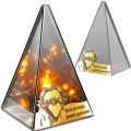 ZNICZ LED efekt płomienia LAMPION na GRÓB cmentarz SZKLANY  ZŁOTE SERCE