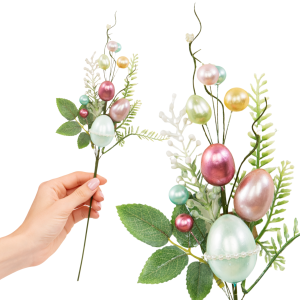GAŁĄZKA WIELKANOCNA Z KOLOROWYMI PISANKAMI 30cm PASTELOWE JAJKA DEKORACYJNA