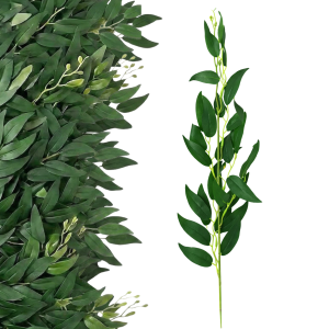 LIŚCIE SZTUCZNE KWIATY gałązka 50cm RUSKUS do kompozycji WIĄZANKI stroika