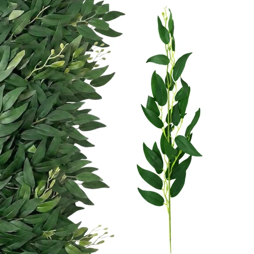 LIŚCIE SZTUCZNE KWIATY gałązka 50cm RUSKUS do kompozycji WIĄZANKI stroika