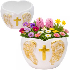 Donica cmentarna SERCE ANIOŁ SKRZYDŁA krzyż dekoracja grób DONICZKA