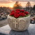 Donica cmentarna SERCE ANIOŁ SKRZYDŁA krzyż dekoracja grób DONICZKA