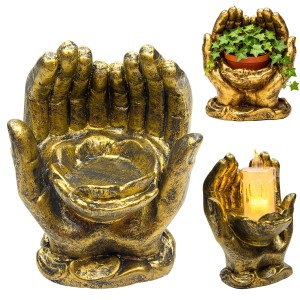 FIGURKA DŁONIE znicz stroik NA GRÓB dekoracja nagrobna  grób ŚWIECZNIK