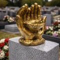 FIGÓRKA DŁONIE znicz stroik NA GRÓB dekoracja nagrobna  grób ŚWIECZNIK
