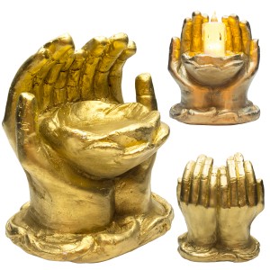 FIGURKA DŁONIE znicz stroik NA GRÓB dekoracja nagrobna  grób DUŻY ŚWIECZNIK