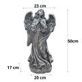 FIGURKA ANIOŁ Grób Duża 50cm Szaro-Biała Ozdoba Cmentarz dekoracja nagrobna