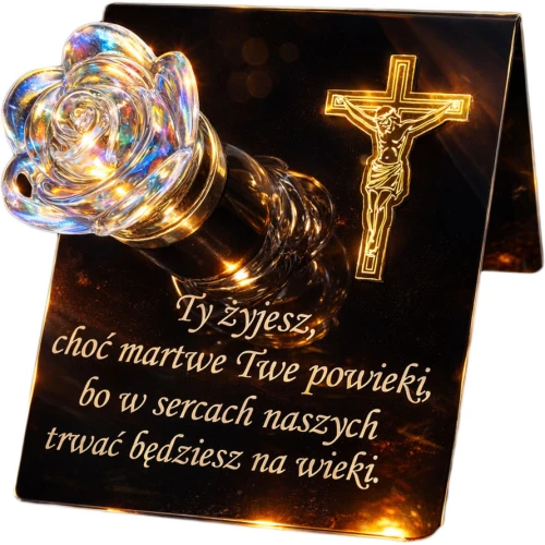 Znicze ZNICZ SOLARNY NA cmentarz GRÓB LED RÓŻA BIAŁY + RGB duży LAMPION