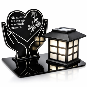 ZNICZ SOLARNY  Wieczna Latarenka LED STATUETKA GRÓB Cmentarz Lampka Grawer  dla Mamy Taty Babci Dziadka
