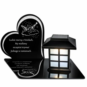 SOLARNY ZNICZ LED STATUETKA CMENTARZ GRÓB DUŻA Domek ANIOŁEK Szkło Akrylowe